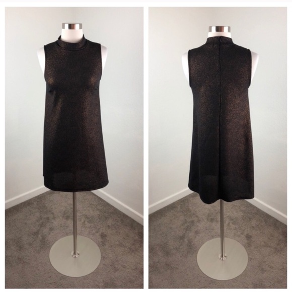 Ginger G black and gold shimmer shift dress - Picture 1 of 8